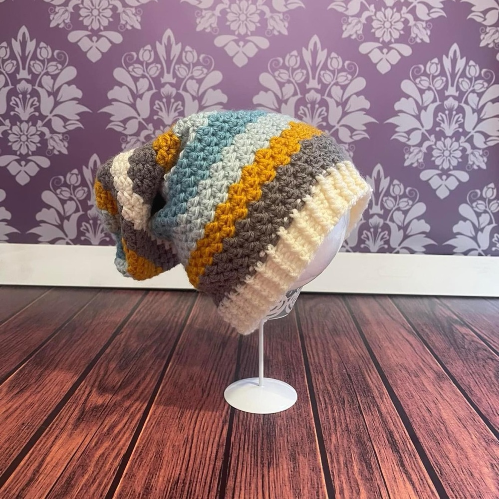 Crochet Striped Slouch Hat